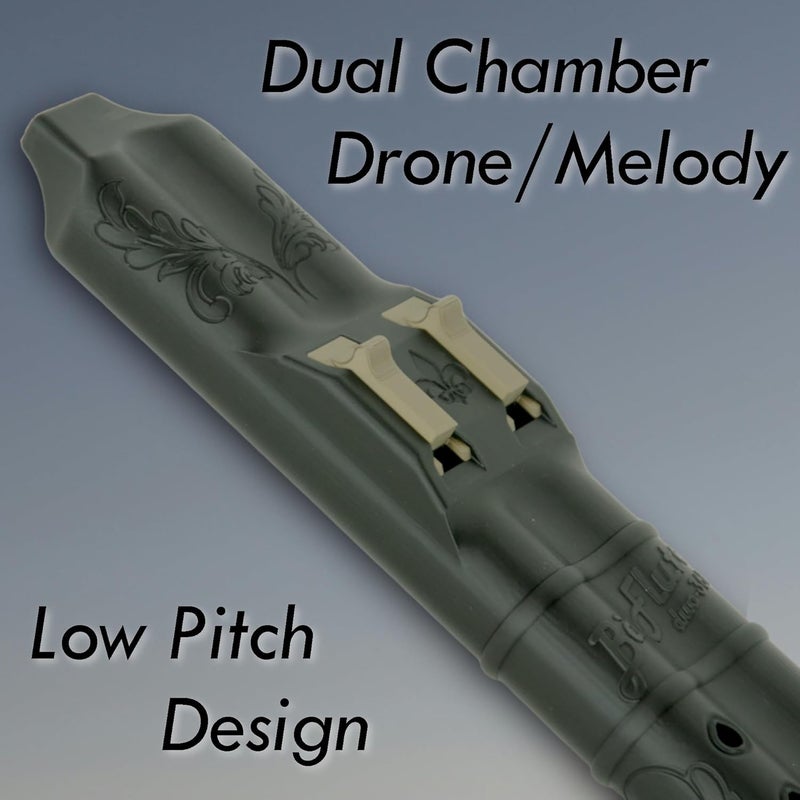 BáFlute BAFlute Native American Style Drone Flute, Low Pitch F# 432 hz, 3D Printed, Black, Double Flute - Image 4